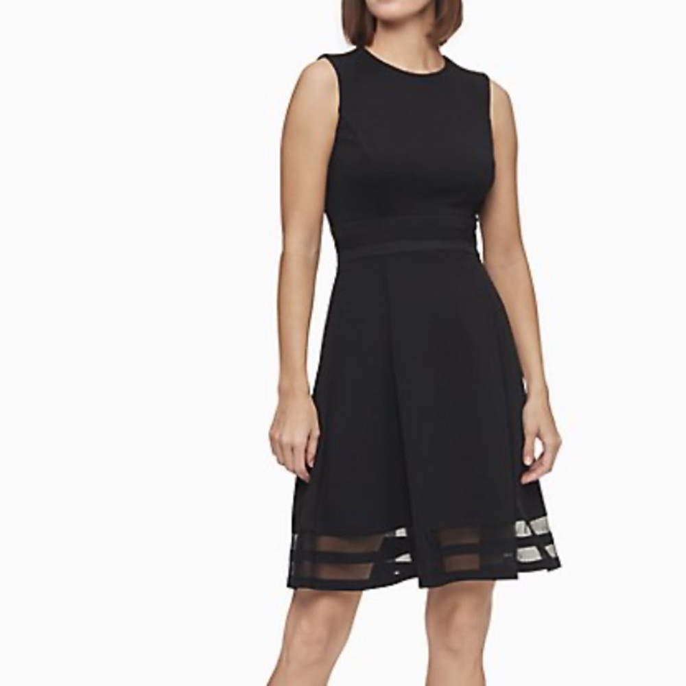 ILLUSION FIT + FLARE DRESS